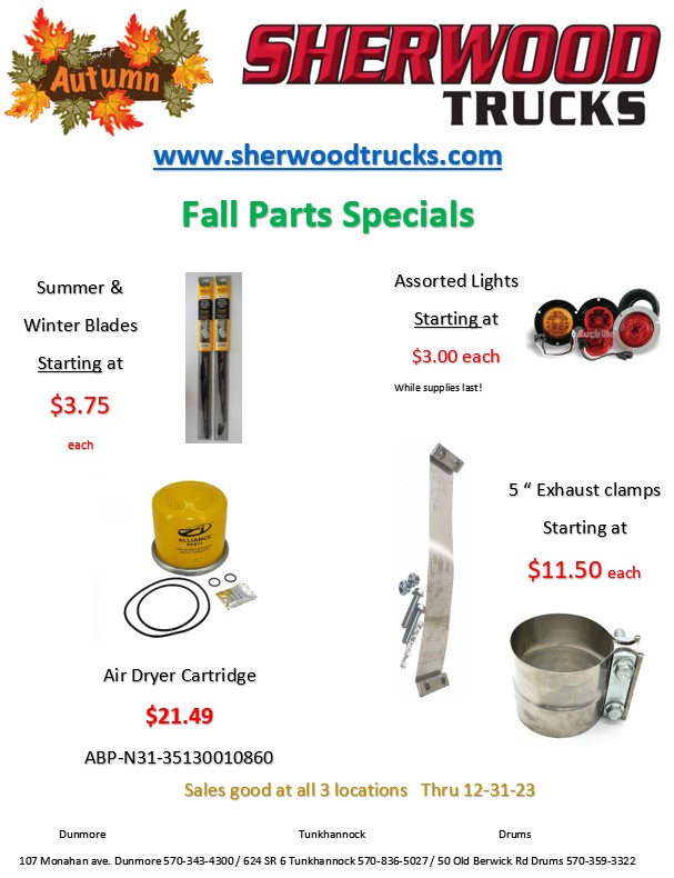 Parts Specials Sherwood Trucks Dunmore Pennsylvania